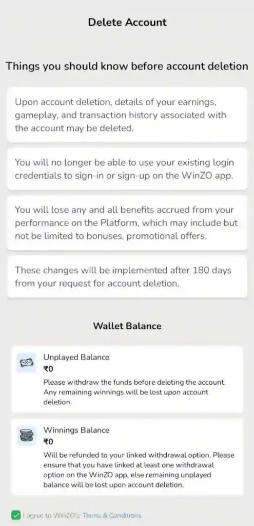step 6 - winzo account delete kaise kare