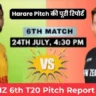 ZIM vs NZ 6th T20 Pitch Report In Hindi
