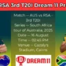 AUS vs RSA 3rd T20I Dream 11 Prediction