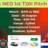 BAN vs NED 1st T20I Pitch Report