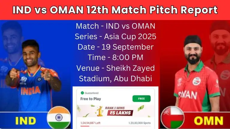 Asia Cup 2025 IND vs OMAN 12th Match Pitch Report In Hindi