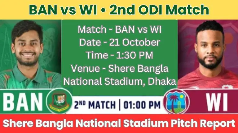BAN vs WI 2nd ODI Match Pitch Report
