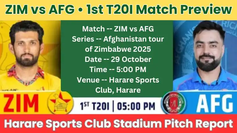 ZIM vs AFG 1st T20 Match Pitch Report In Hindi