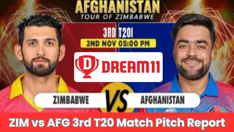 ZIM vs AFG 3rd T20 Pitch Report In Hindi