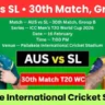 AUS vs SL 30th Match Pitch Report In Hindi