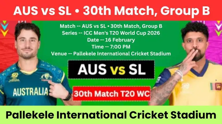 AUS vs SL 30th Match Pitch Report In Hindi