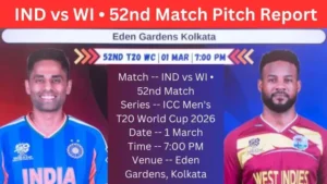 IND vs WI 52nd Match Eden Gardens Pitch Report In Hindi