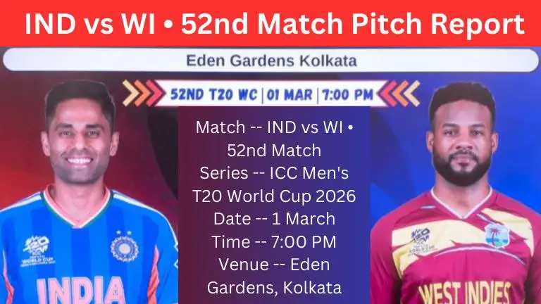 IND vs WI 52nd Match Eden Gardens Pitch Report In Hindi