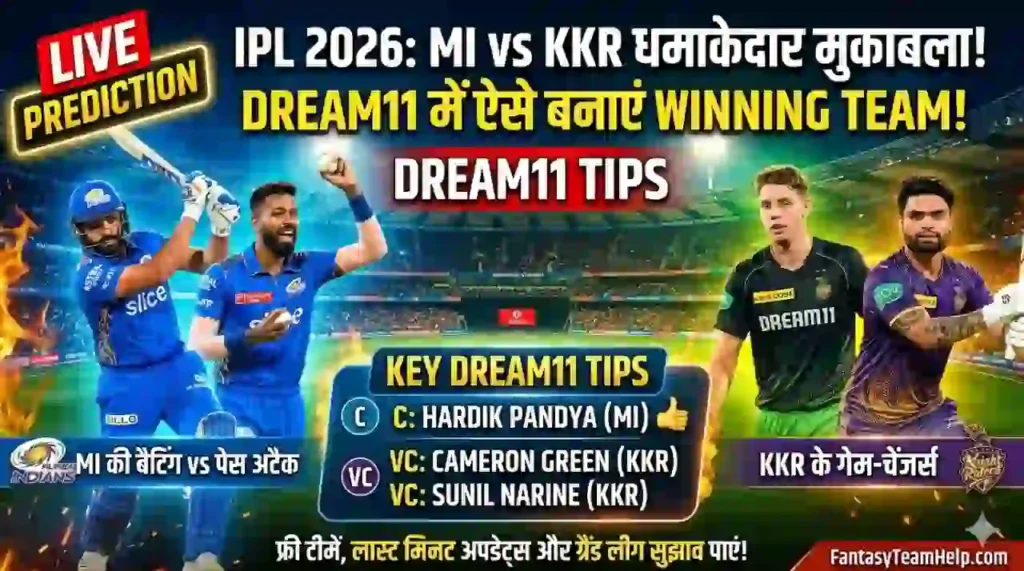 MI vs KKR • 2nd Match Dream11 Prediction In Hindi
