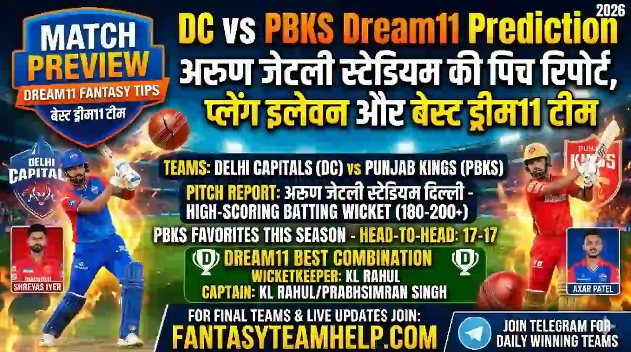 DC vs PBKS Match 35 Dream11 Prediction In Hindi