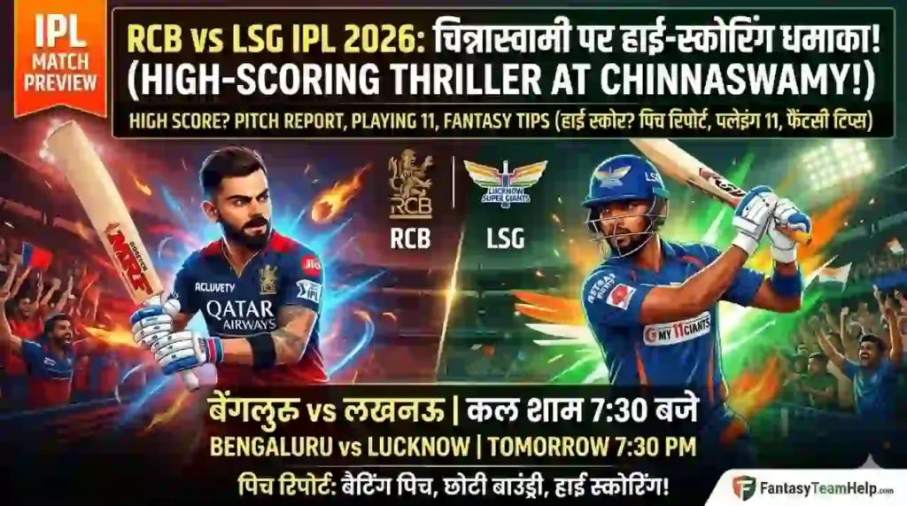 RCB vs LSG Pitch Report In Hindi